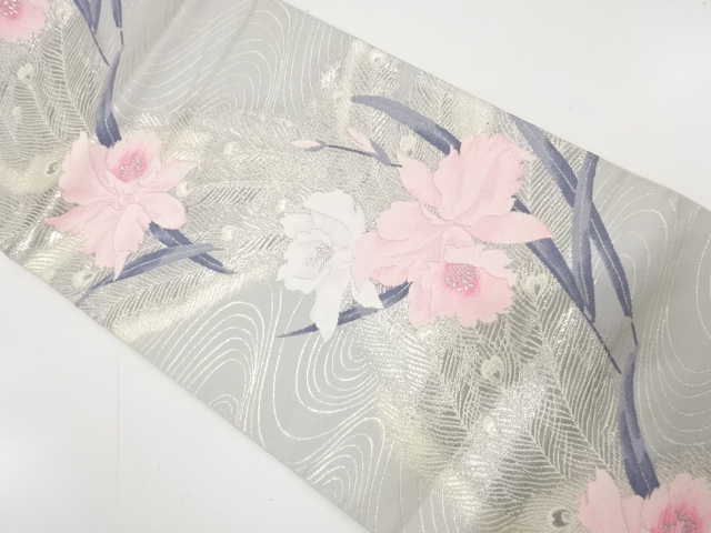 アンティーク　流水に百合模様織り出し袋帯（材料）